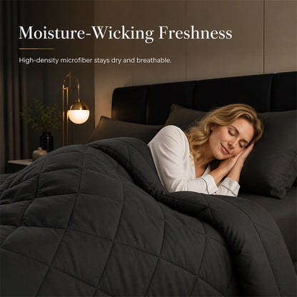 📢📢50% OFF !! ⏰ 3-Piece Quilted Comforter Set with Shams – All-Season Microfiber