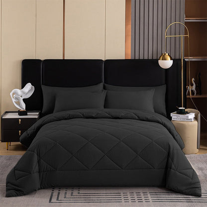 📢📢50% OFF !! ⏰ 3-Piece Quilted Comforter Set with Shams – All-Season Microfiber