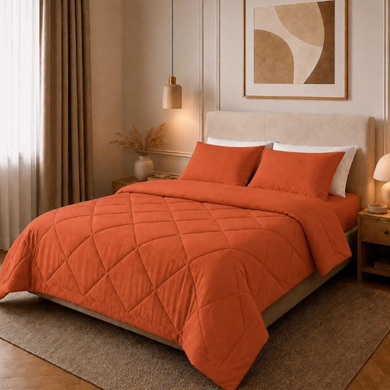 📢📢50% OFF !! ⏰ 3-Piece Quilted Comforter Set with Shams – All-Season Microfiber