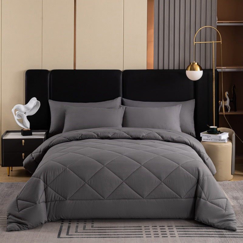 📢📢50% OFF !! ⏰ 3-Piece Quilted Comforter Set with Shams – All-Season Microfiber