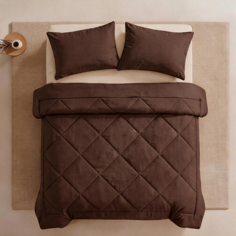 📢📢50% OFF !! ⏰ 3-Piece Quilted Comforter Set with Shams – All-Season Microfiber