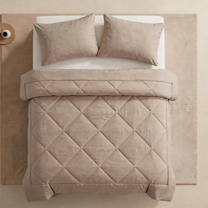 📢📢50% OFF !! ⏰ 3-Piece Quilted Comforter Set with Shams – All-Season Microfiber
