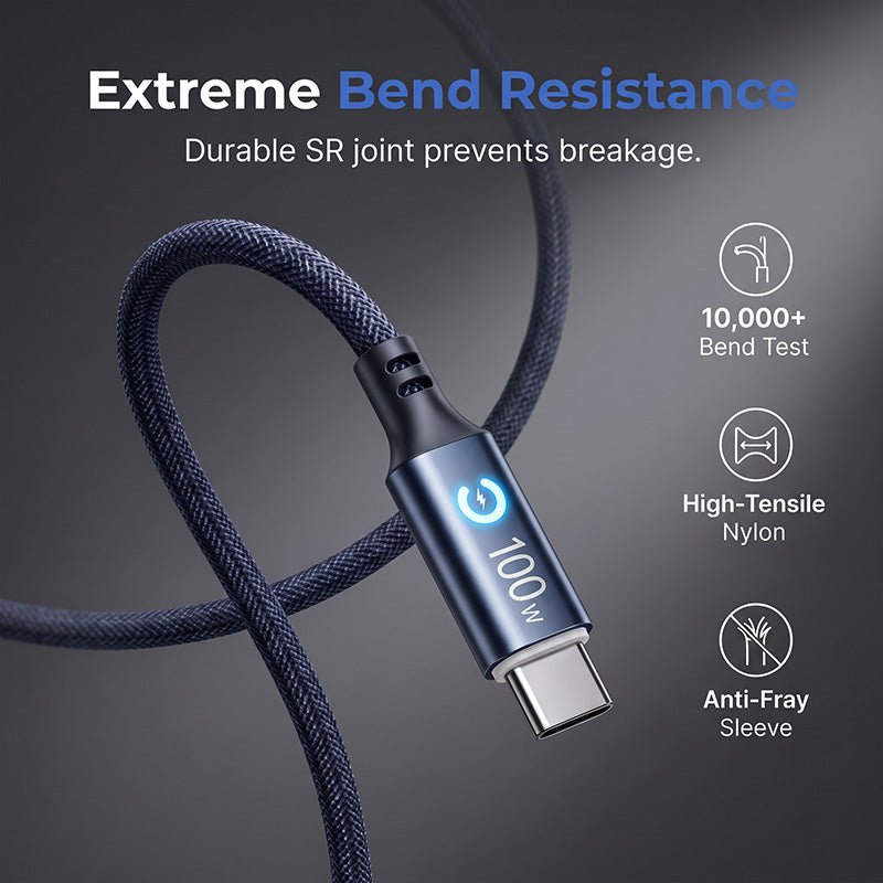 Charge Any Device Instantly! No-Overcharge 100W Braided Cable