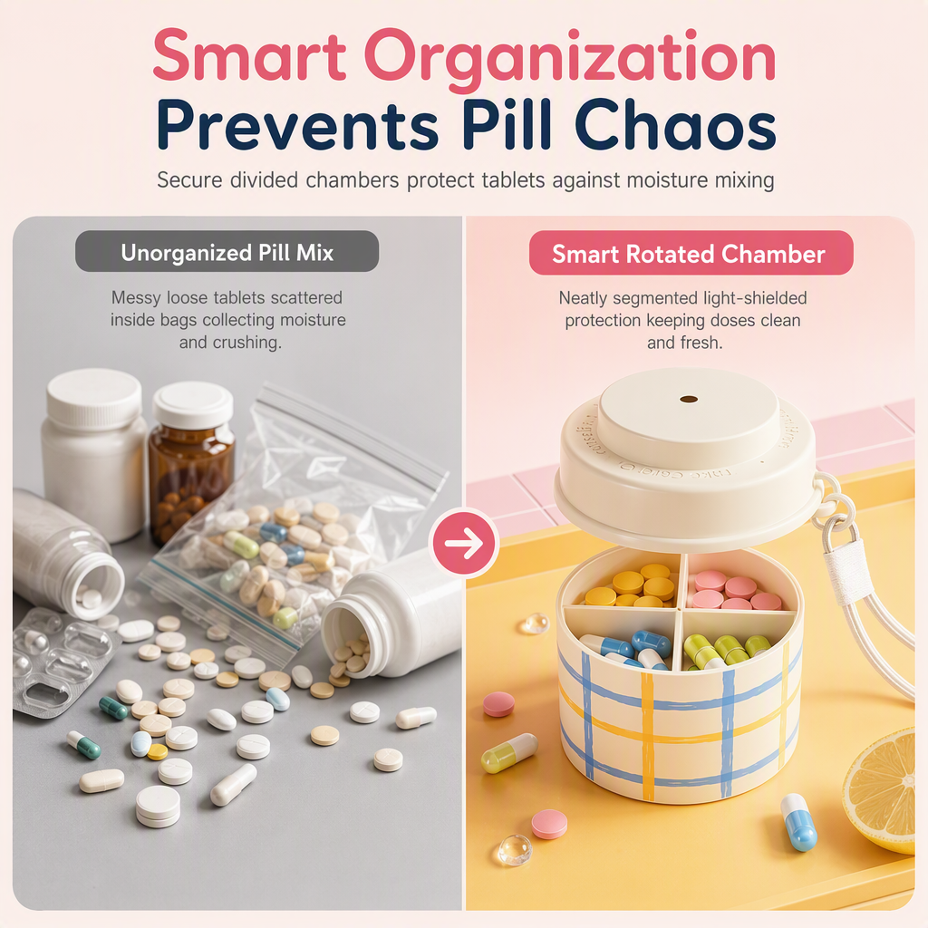 ✨Hot Sale 50% OFF🔥360° Rotating Multi-Compartment Pill Organizer
