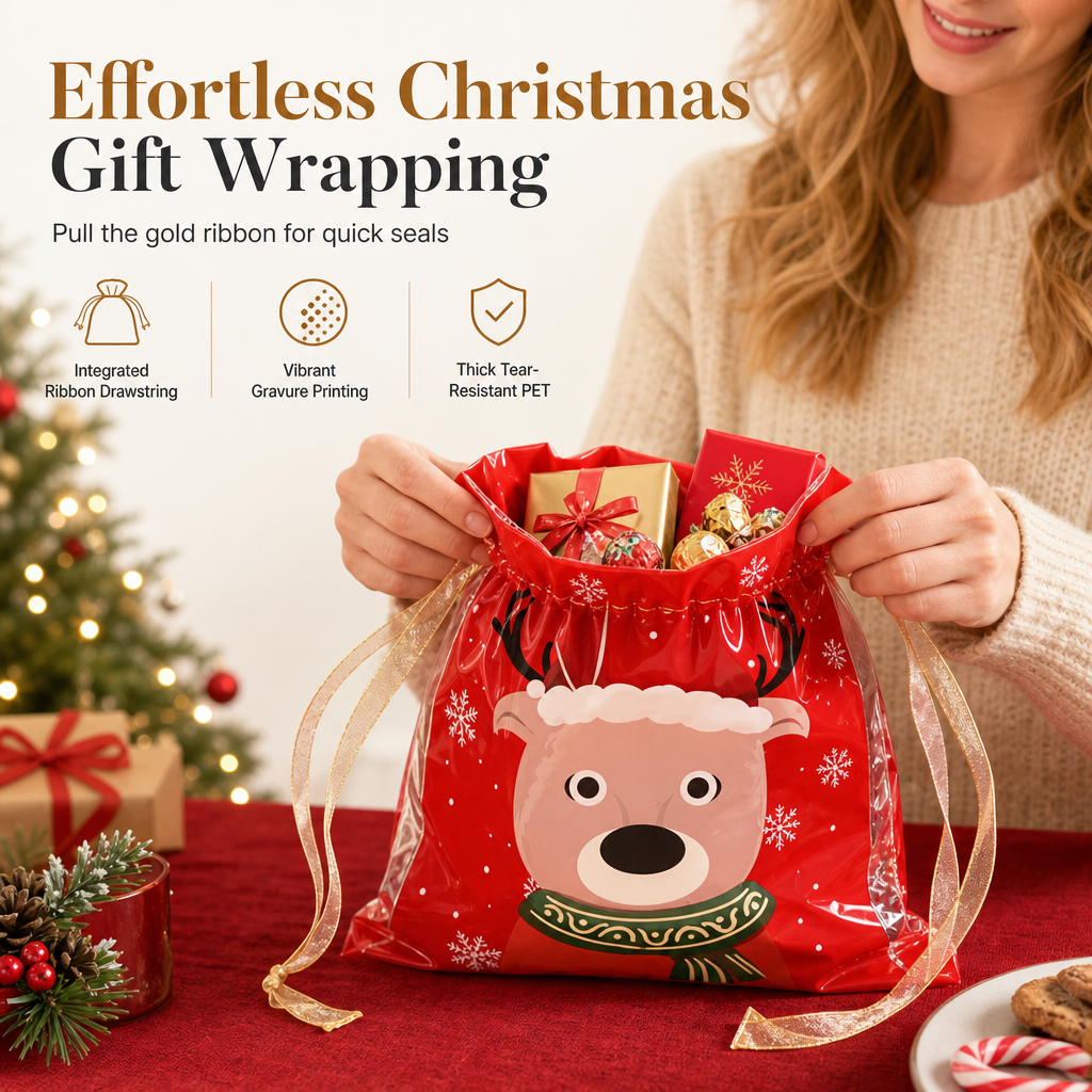 10 Pack Christmas Drawstring Candy Gift Bags