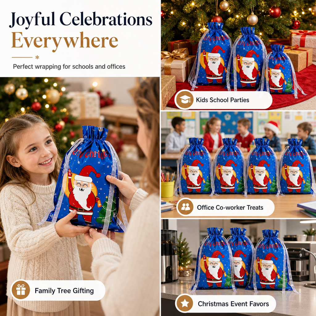 10 Pack Christmas Drawstring Candy Gift Bags