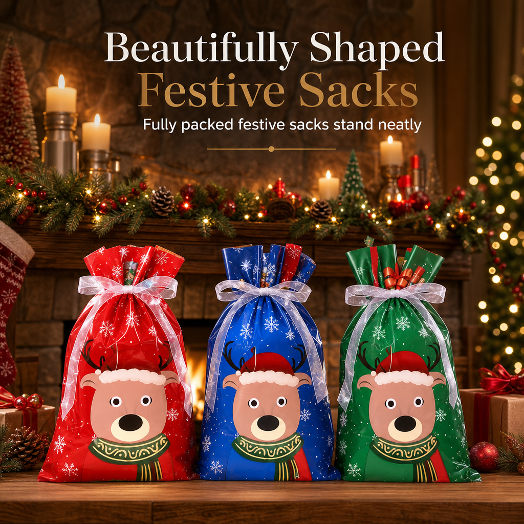 10 Pack Christmas Drawstring Candy Gift Bags