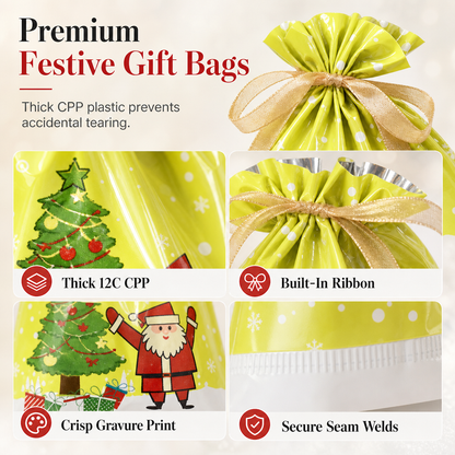10 Pack Christmas Drawstring Candy Gift Bags