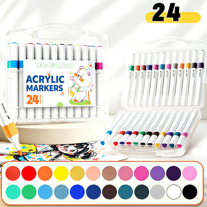 Vibrant Acrylic Brush Tip Markers Set