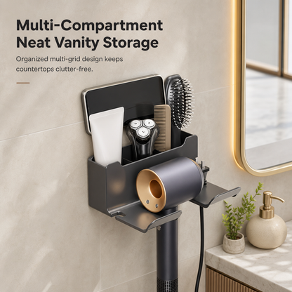 Store Hair Tools Instantly! No-Drill Drainable Bathroom Holder
