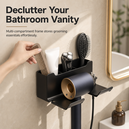 Store Hair Tools Instantly! No-Drill Drainable Bathroom Holder