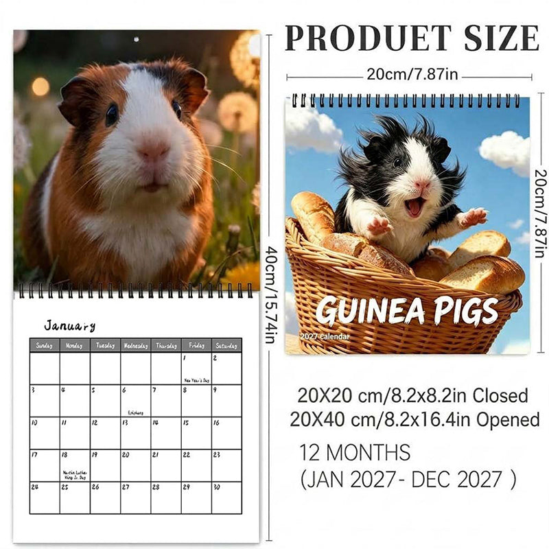 Add Cuteness Instantly! 2027 Guinea Pig Wall Calendar
