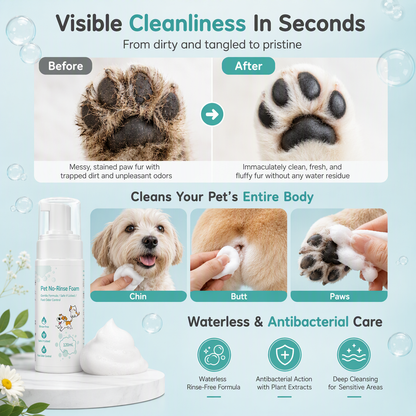 No-Rinse Pet Cleaning Mousse for Cats and Dogs