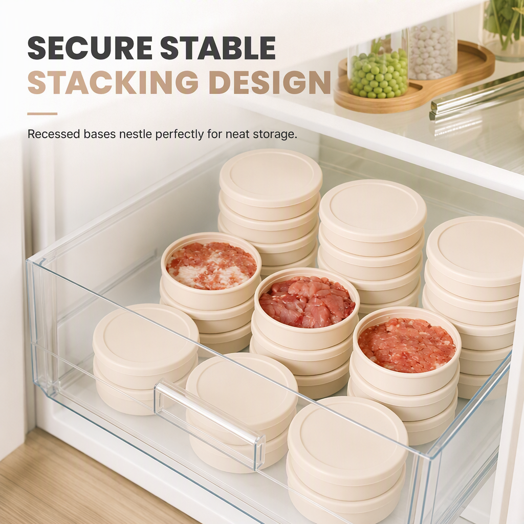 Press Perfect Patties Instantly! Non-Stick Silicone Meat Container