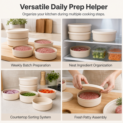 Press Perfect Patties Instantly! Non-Stick Silicone Meat Container