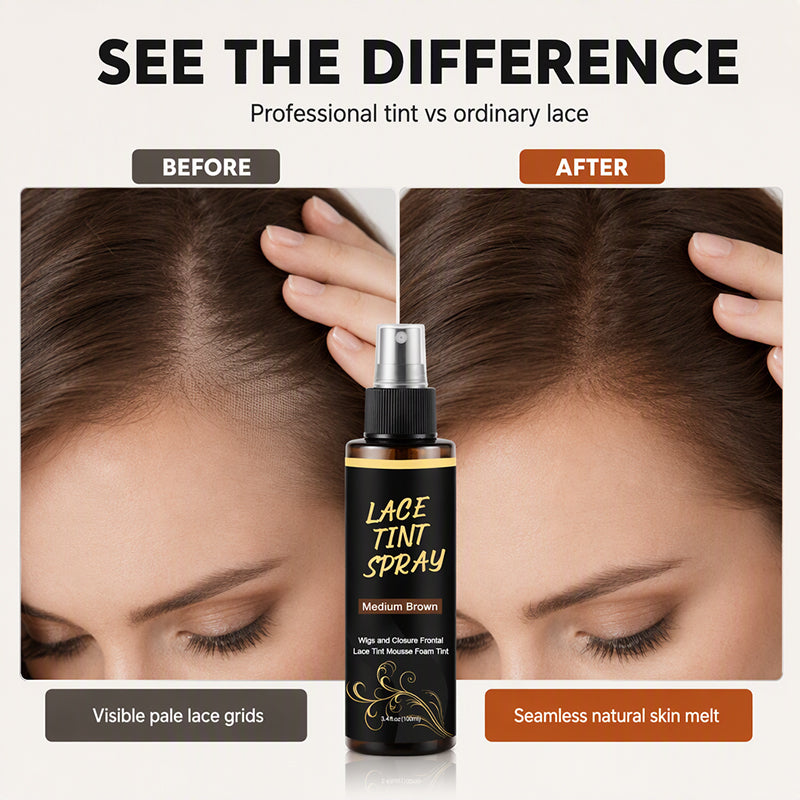 💇50% OFF NOW! Professional Lace Tint Spray for Wigs and Frontals – Quick Drying Root Tinting Mist, Flawless Gray Root Coverage & Seamless Blending for All Brown Hair Shades