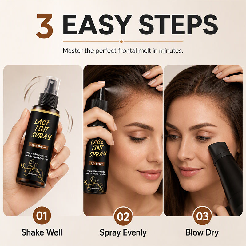 💇50% OFF NOW! Professional Lace Tint Spray for Wigs and Frontals – Quick Drying Root Tinting Mist, Flawless Gray Root Coverage & Seamless Blending for All Brown Hair Shades