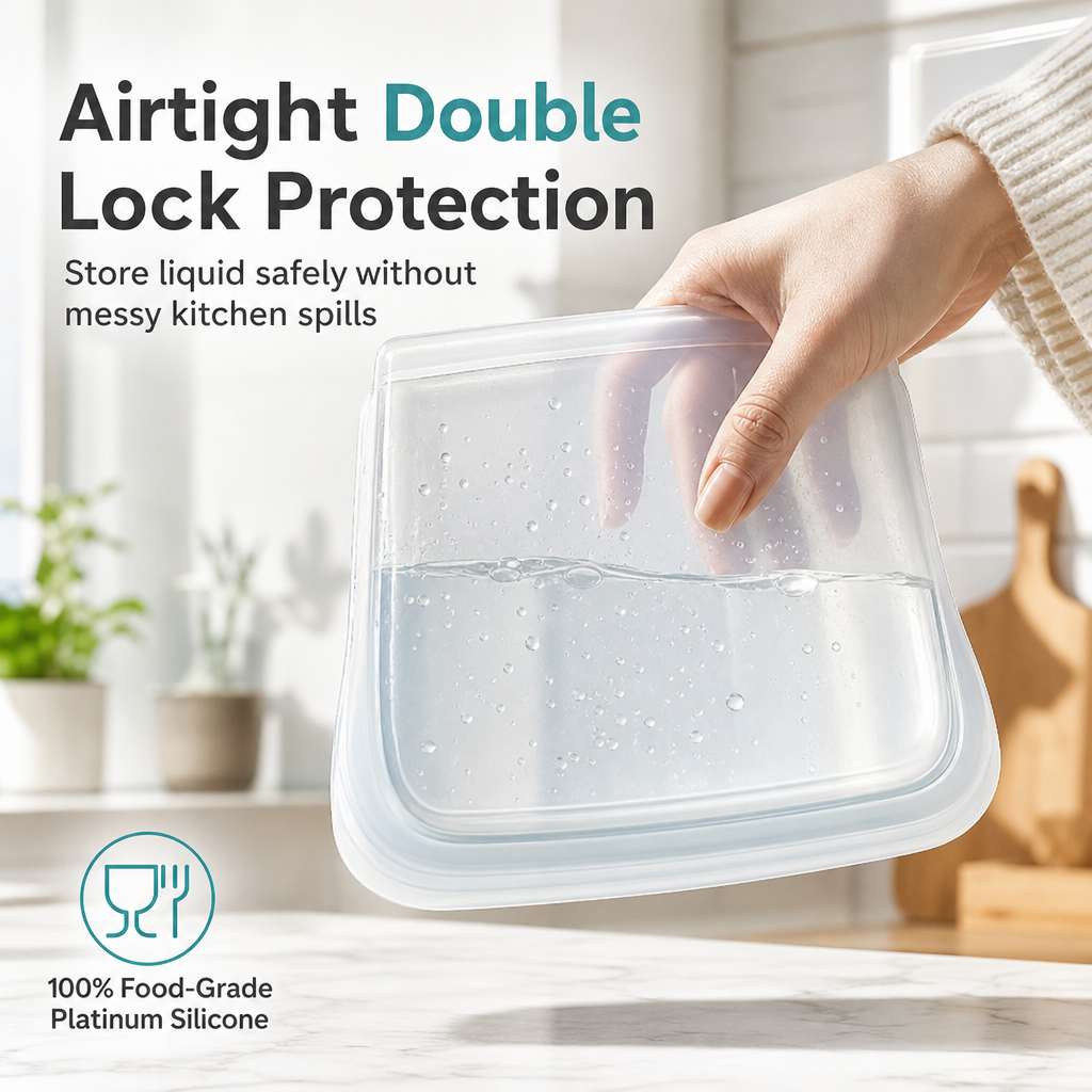 Portable Silicone Airtight Food Storage Bag