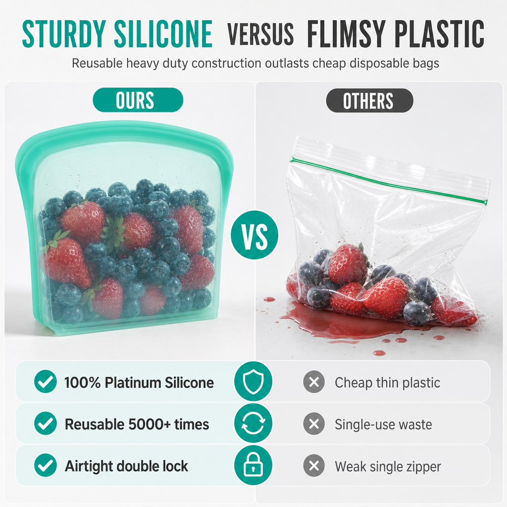 Portable Silicone Airtight Food Storage Bag