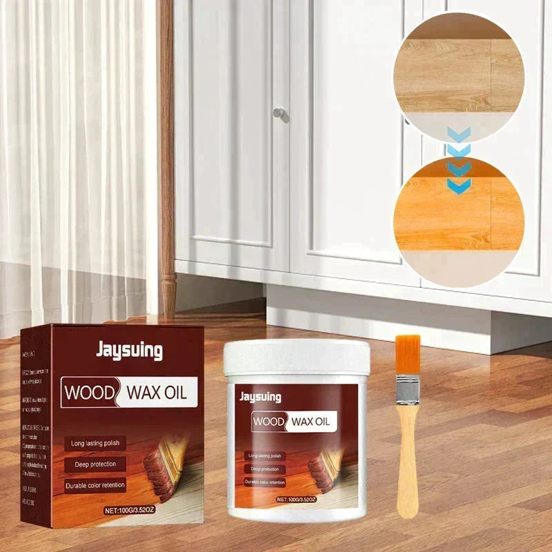 50% OFF NOW! Wood Wax Oil Wood Cleaner & Polish 3.5 Oz, Furniture Restoration Wax with Premium Brush for Wooden Surface Care