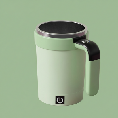 Automatic mixing cup with smart temperature display