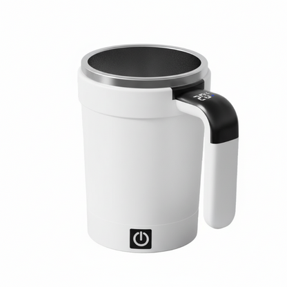 Automatic mixing cup with smart temperature display