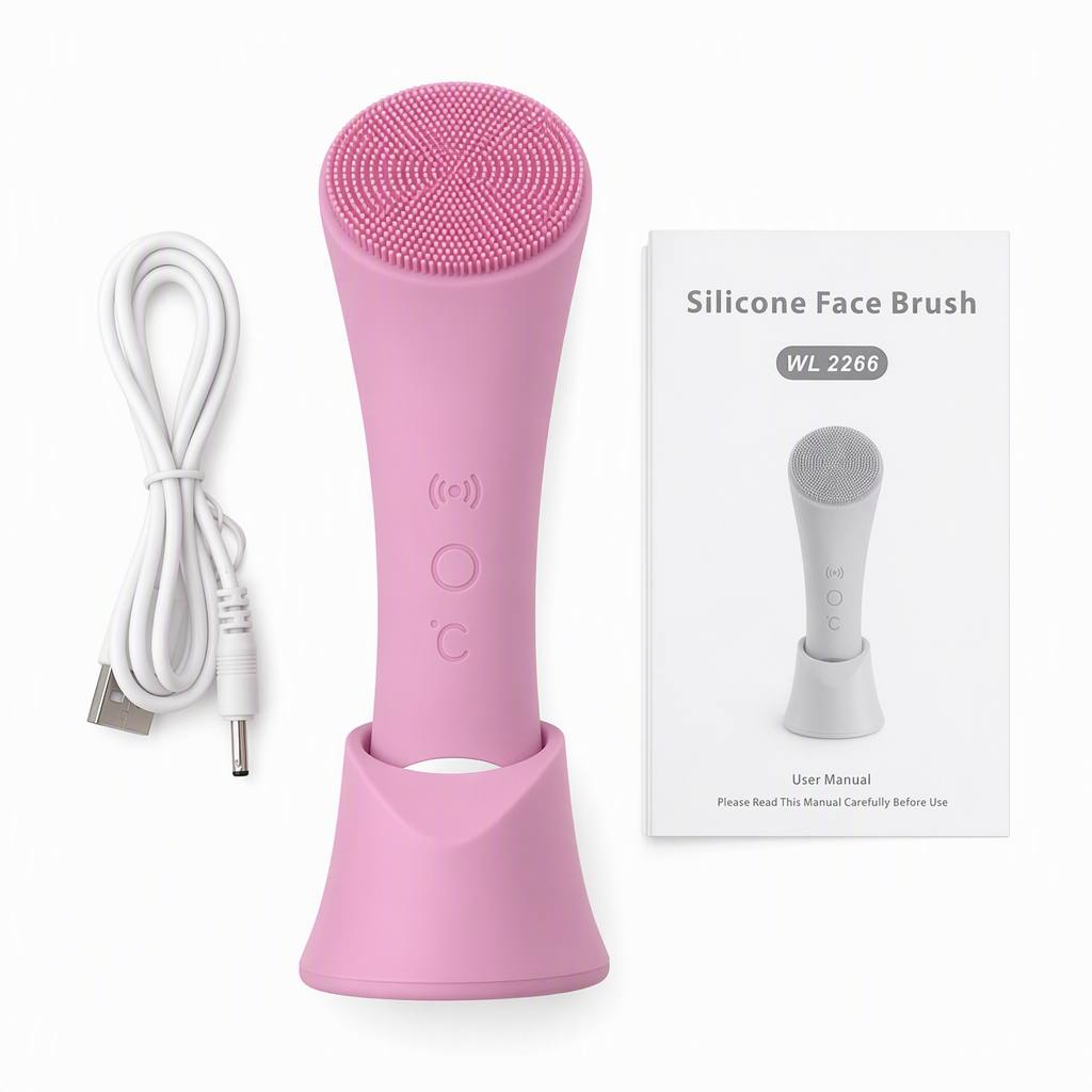 Electric Silicone Facial Cleansing Brush with Heating Function