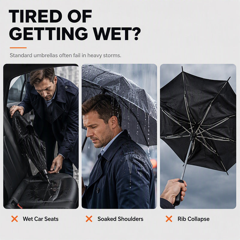 ⏳🔥LIMITED-TIME 50% OFF! ⏰💨 Extra Large Windproof Folding Umbrella – Big Canopy, Reinforced, UV Protect ☔✨