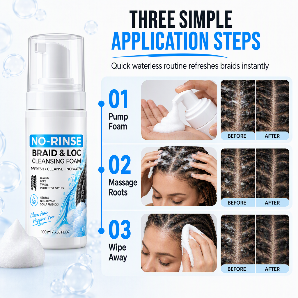 Refresh Braids Instantly! Waterless Scalp Cleansing Mousse