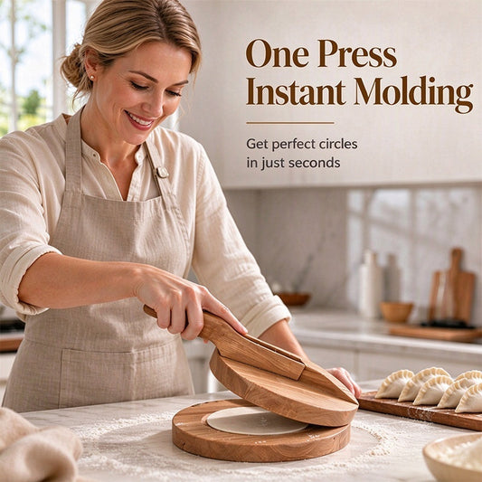 Press Perfect Dumplings Instantly! Wooden Dough Press Tool