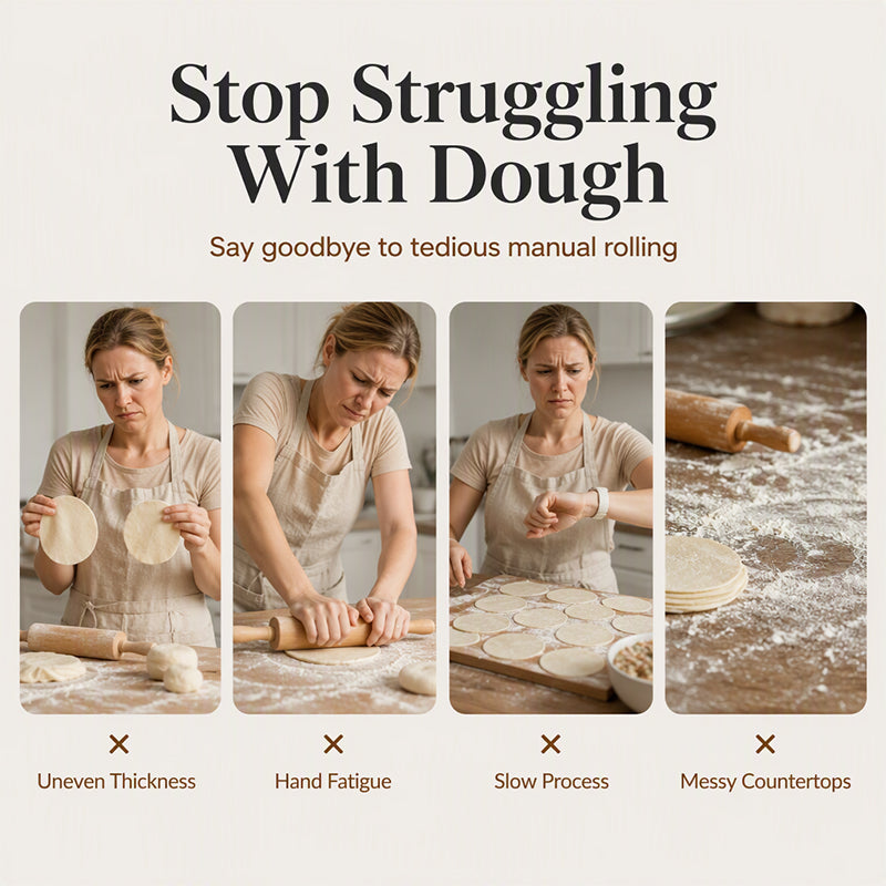 Press Perfect Dumplings Instantly! Wooden Dough Press Tool