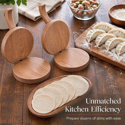 Press Perfect Dumplings Instantly! Wooden Dough Press Tool