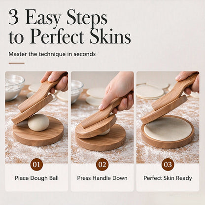 Press Perfect Dumplings Instantly! Wooden Dough Press Tool