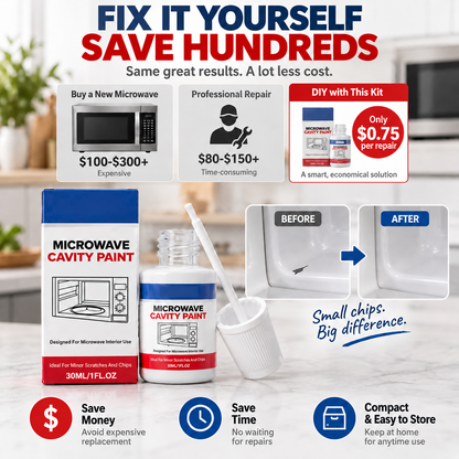 Microwave Cavity Paint – High-Gloss White Microwave Interior Repair Paint With Built-In Brush