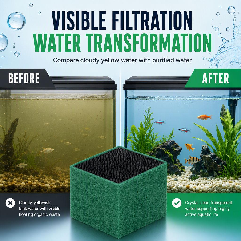 🥳2026 HOT SALE🥳💞50K+ SOLD! 🐠💧 50% OFF! Activated Carbon Filter Cube – honeycomb filtration clears cloudy water, removes odors. Anti-crumble block for crystal-clear aquarium! 🛡️✅