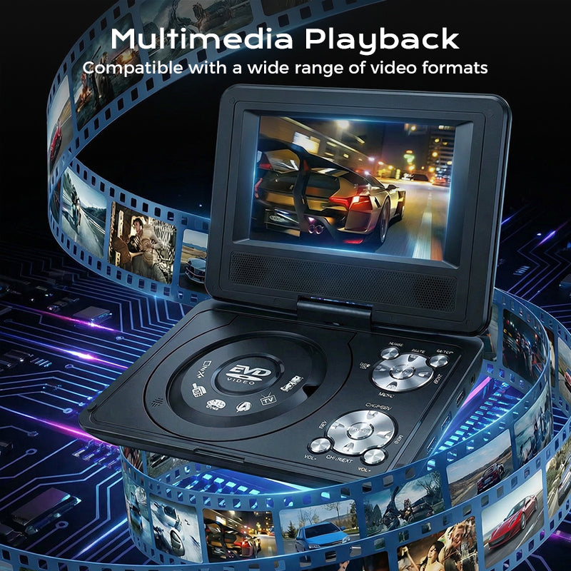 📀50% OFF NOW! 7.8 Inch Portable DVD EVD Player with Game Function, Swivel Screen Rechargeable Portable CD DVD Player for Car, Home & Travel