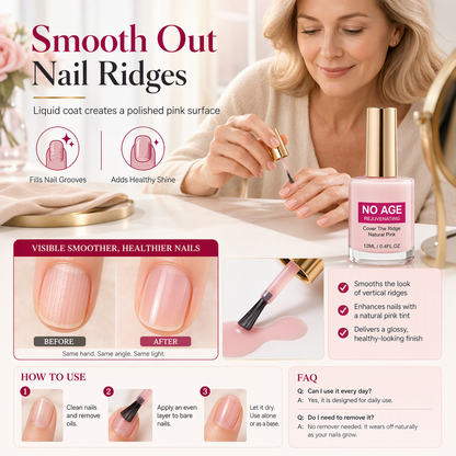 💅50% OFF NOW! Natural Pink Nail Ridge Filler 12ml, Rejuvenating Nail Smoothing Coat, Instantly Conceal Vertical Nail Ridges for Glossy Healthy Nails