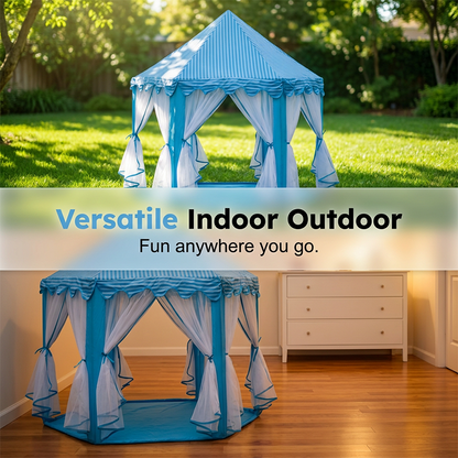 Children's Hexagonal Castle Tent with Mesh Curtains