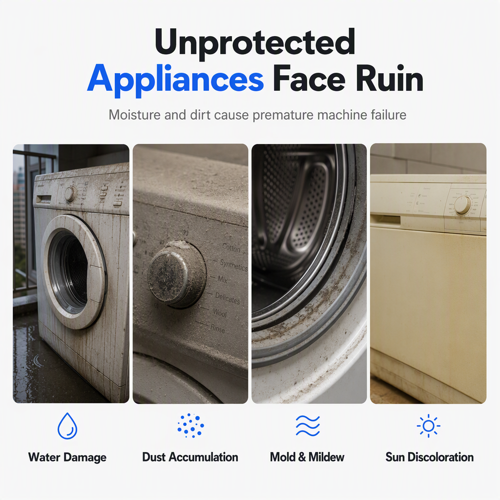 210D Waterproof Dustproof and Sunproof Protective Cover for Front Loading Washing Machine and Dryer