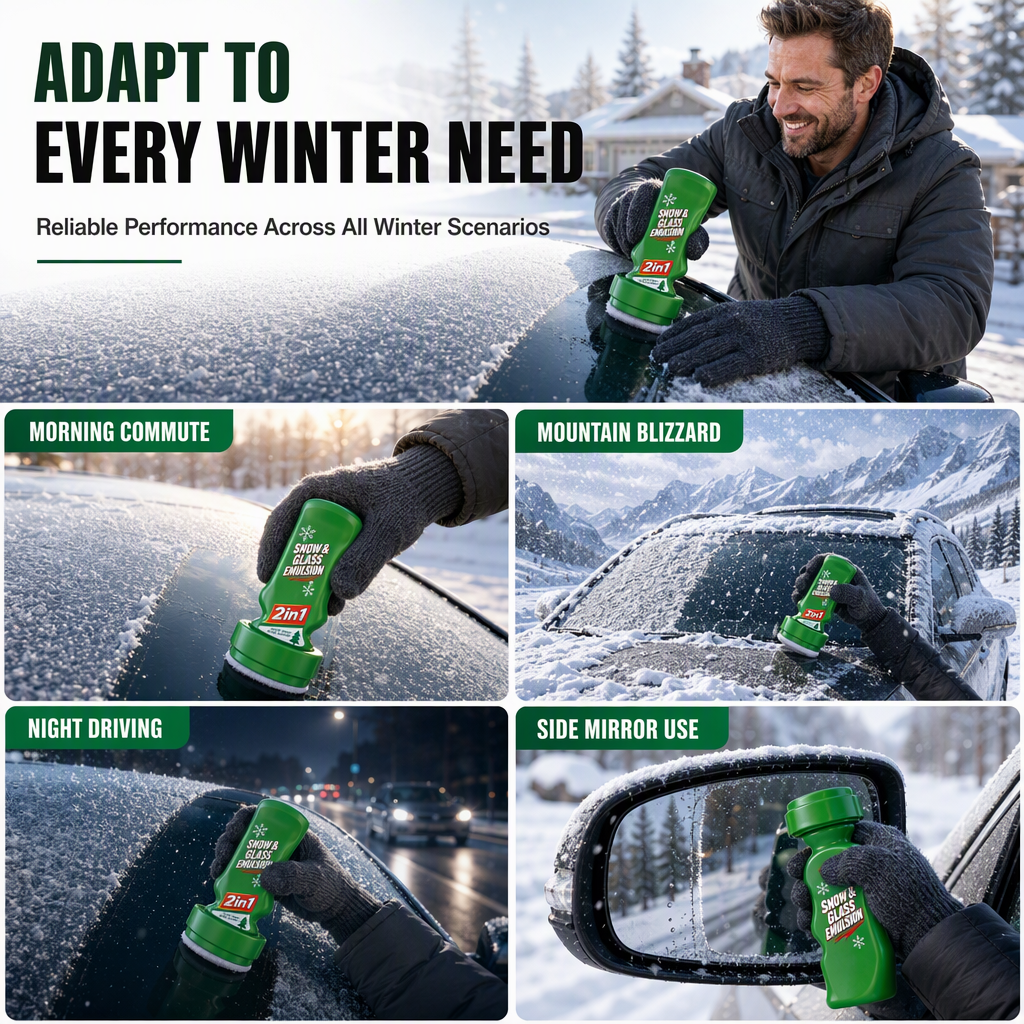 Multifunctional 2-in-1 Car Window Glass Cleaner and Snow Oil Film Remover with Handle