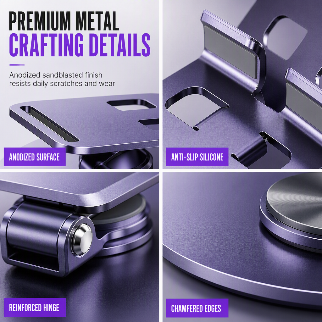⏳Time-Limited Special⏰ All-Metal Phone Stand – 360° rotating desktop holder ✨