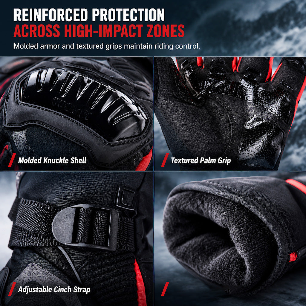 🏍️ 50% OFF NOW! ❄️ Winter Motorcycle Gloves – Knuckle Armor, Waterproof Shell & Plush Lining – Extended Gauntlet for Freezing Rides 🧤