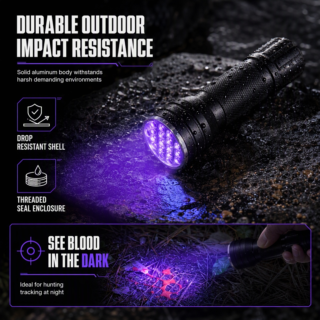 🔦 Compact UV Flashlight for Fluorescence & Document Inspection