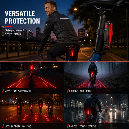🚴 LIMITED-TIME 50% OFF! 🔴 Rechargeable Safety Bike Taillight – Laser Warning, IPX5 Waterproof, USB Charge 💡