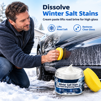 Winter Car Cleaning and Brightening Paste 40g with Sponge for Removing Salt Stains Snow Melt Residue and Water Spots
