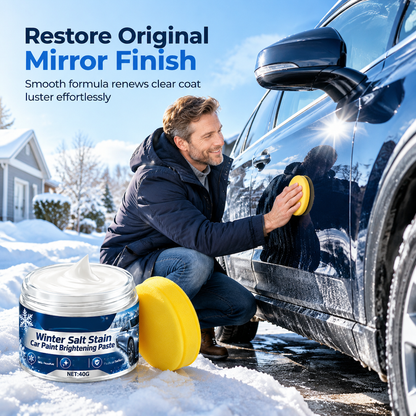 Winter Car Cleaning and Brightening Paste 40g with Sponge for Removing Salt Stains Snow Melt Residue and Water Spots