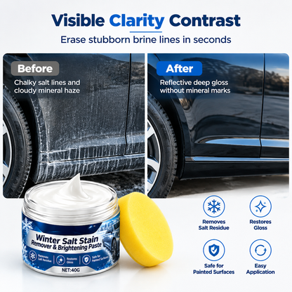 Winter Car Cleaning and Brightening Paste 40g with Sponge for Removing Salt Stains Snow Melt Residue and Water Spots