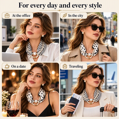 ✨ 50% Off Now 💎 Magnetic Clasp Pearl Scarf Necklace — Easy to Wear & Elegant 🧣