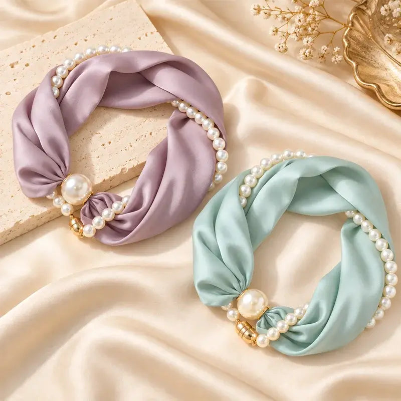 ✨ 50% Off Now 💎 Magnetic Clasp Pearl Scarf Necklace — Easy to Wear & Elegant 🧣