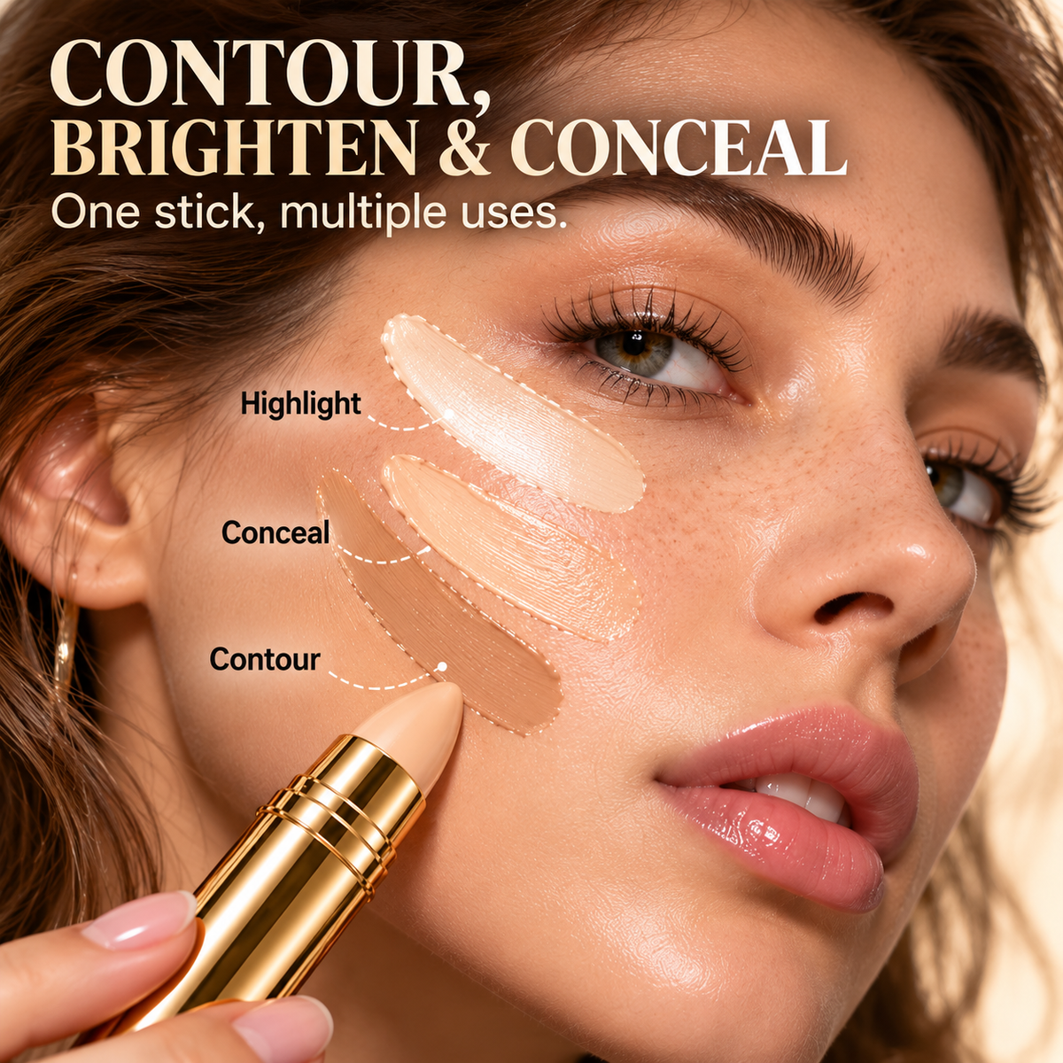Natural Seamless Concealer Stick – 3-In-1 Conceal, Brighten & Sculpt